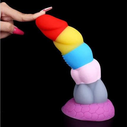 8.66 Inch Rainbow Prisoner Dragon's New Liquid Silicone Eggless Monster Dildo Anal Plug SM Men and Women Couples Adult Sex Products - SIKXTOA