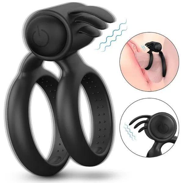 Vibrating Cock Ring with Double Ring