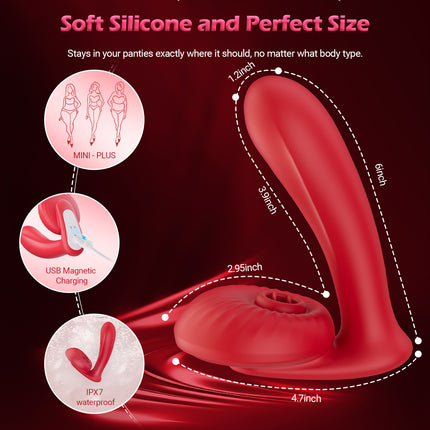 SIKXTOA 3 IN 1 App Control Wearable Vibrator, Female Sex Toy with 10 Vibration & Tongue & Licking & Heating