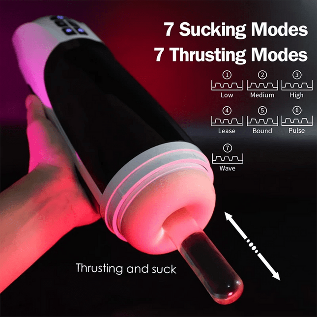 6-in-1 Huge Suction Male Stroker Heating Base Hands Free