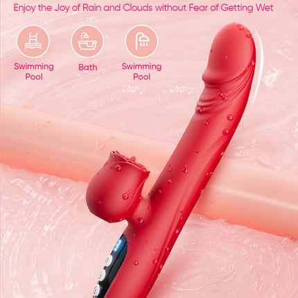 SIKXTOA 7 Tongue Licking & Heating & Thrusting & Vibration Rose Thrusting G Spot Vibrator Sex Toy