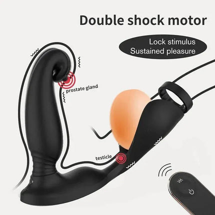 Versatile Vibrating Remote Control Cock Ring Butt Plug Prostate Massager - SIKXTOA