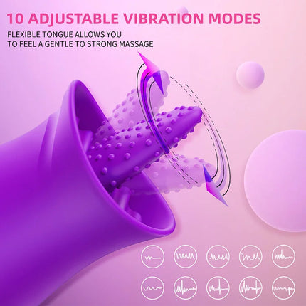 Tongue Licking Clitoris Rose Vibrator, Nipple Clitoral Stimulator Adult Sex Toy for Women and Couple