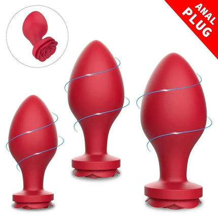 Blooming Silicone Rose Butt Plug Toy Set