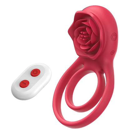 Clit Stimulator & Vibrating Penis Ring Rose Toy for Couples