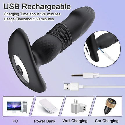 Prostate Thrusting Vibration Butt Plug with Remote Control