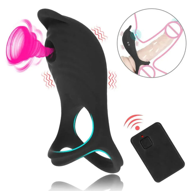 5 Frequency G-spot Sucking Vibrating Penis Ring Clitoris Stimulation Cock Ring