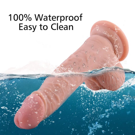 Realistic Ultra-soft Dildo for Beginners with Flared Suction Cup Base for Hands-free Play