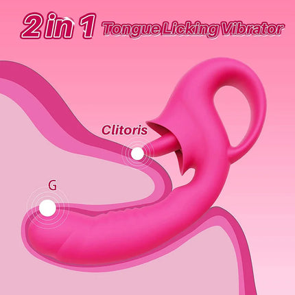 2 in 1Nipple Clitoral Stimulator Clitoral 10 Licking & Vibrating G Spot Vibrator Rechargeable Strapless Strap-On Realistic Dildo Vibrator