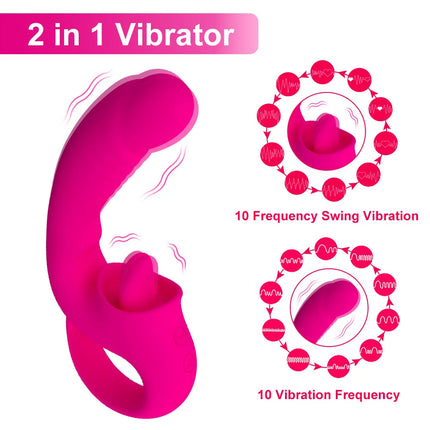 2 in 1Nipple Clitoral Stimulator Clitoral 10 Licking & Vibrating G Spot Vibrator Rechargeable Strapless Strap-On Realistic Dildo Vibrator