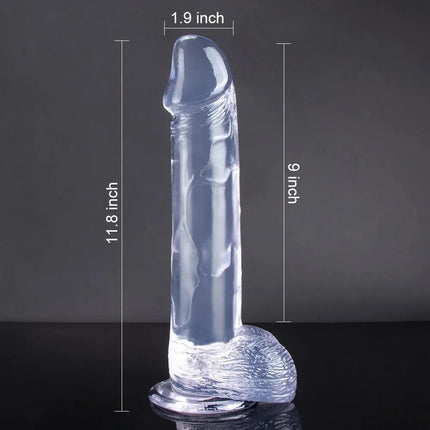 12 Inch Big Dildo in Crystal Clear