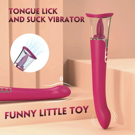 3 in 1 Clit Licking Tongue & Clitoral Sucking G Spot Vibrator Sex Toys - SIKXTOA