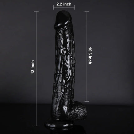 13 Inch Ultra-realistic Mega Size Dildo - Black