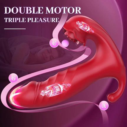 Wearable 9 Thrusting & Vibrating Remote Control G Spot Clitoral Vibrator Nipple Stimulatior