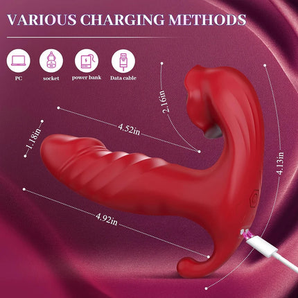 Wearable 9 Thrusting & Vibrating Remote Control G Spot Clitoral Vibrator Nipple Stimulatior