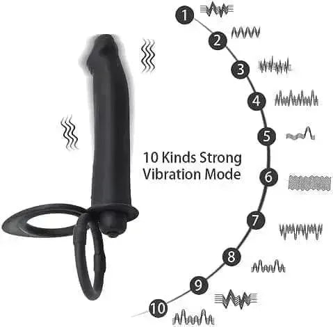 Strap On Vibrating Dildo With Penis Rings Double Penetration Anal Sex Plug Dual Penetration Dildo Vibrator With Cock Rings For Men Sex Enhance, Silicone Butt Plug Strap On Adult Sex Toys For Couples