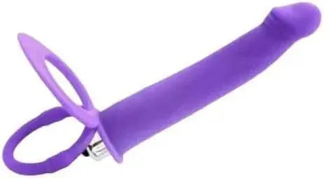 Vibrating Strap On Dildo Dual Penis Double Penetration Dong Vibrator Anal Butt Plug Cock Ring Couple Toy 10 Vibration Modes Anal Toys For Women Men Adult Sex Toys Toys (Purple)