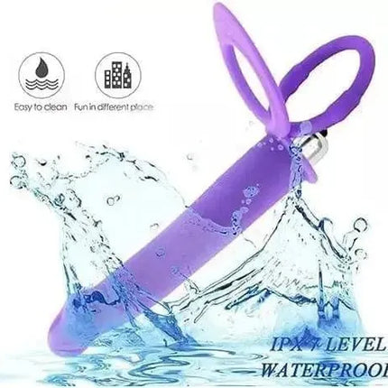 Vibrating Strap On Dildo Dual Penis Double Penetration Dong Vibrator Anal Butt Plug Cock Ring Couple Toy 10 Vibration Modes Anal Toys For Women Men Adult Sex Toys Toys (Purple) - SIKXTOA