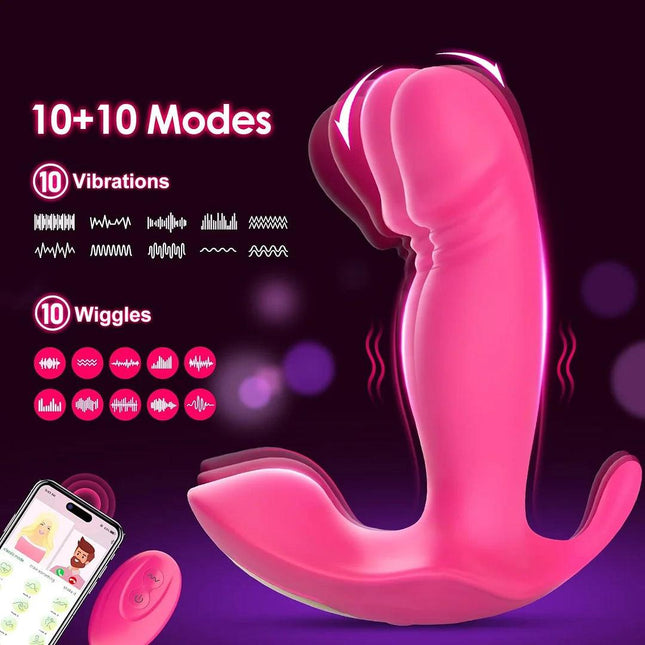 App Remote Control Wearable G Spot Dildo Vibrators with 10 Quickly Wiggling & Vibrating Modes Vibrating Panties