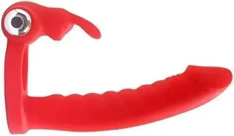 Silicone Butt Plug Dual Penetration Vibrating Double Dildo With Cock Ring Penetrator Men Couple Anal Plug Sex Strapon Enhancer 7 Speed Adult Women Pleasure (Red)