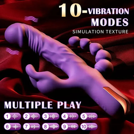 Waterproof Rabbit Vibrator Anal Dildo with 10 Vibrational Patterns Rechargeable Clitoral Stimulator.