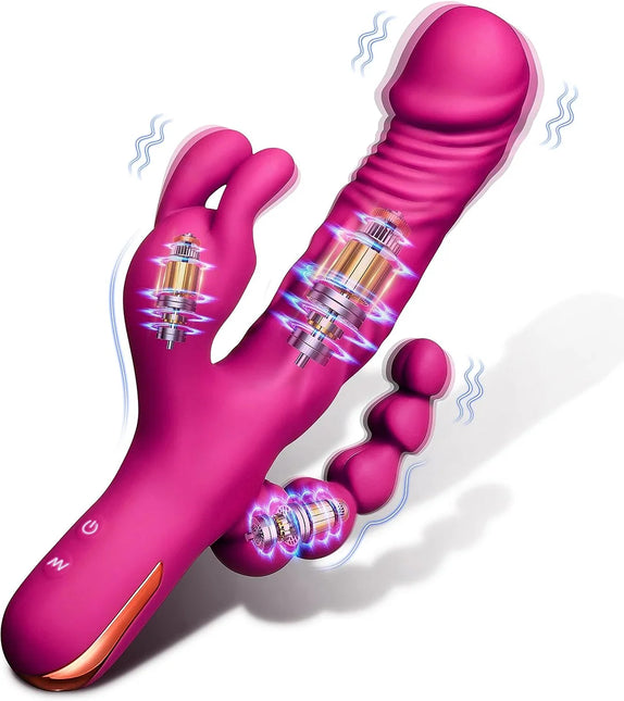 Waterproof Rabbit Vibrator Anal Dildo with 10 Vibrational Patterns Rechargeable Clitoral Stimulator.