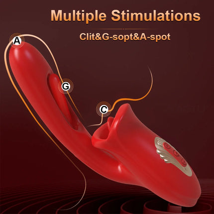 Rose Erotica Tapping & Slapping Mouth Biting Vibrators with G Spot Stimulator