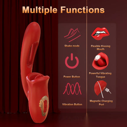 Rose Erotica Tapping & Slapping Mouth Biting Vibrators with G Spot Stimulator