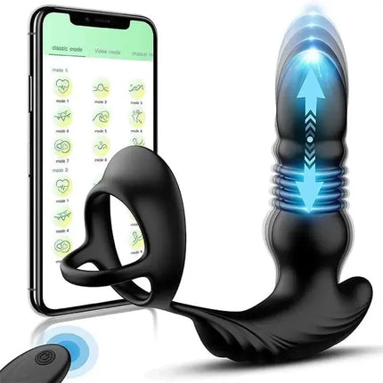 Telescopic Anal Vibrator Prostate Massage Vibrator Buttplug Stimulator Delay Ejaculation Cock Ring Dildos