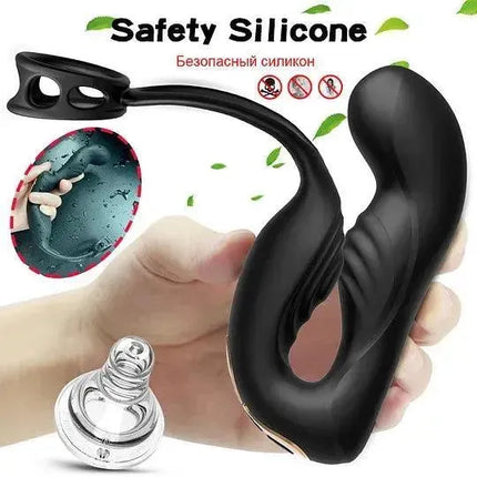 Vibrating Prostate Massage With Double Penis Ring