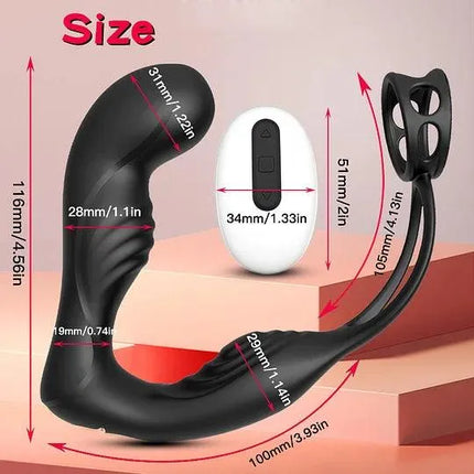 Vibrating Prostate Massage With Double Penis Ring