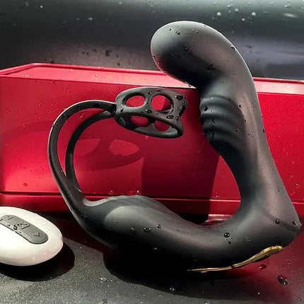 Vibrating Prostate Massage With Double Penis Ring