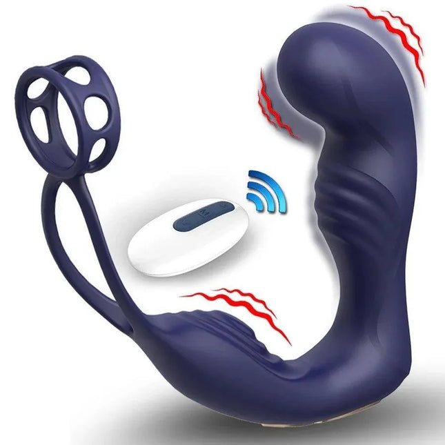 Vibrating Prostate Massage With Double Penis Ring