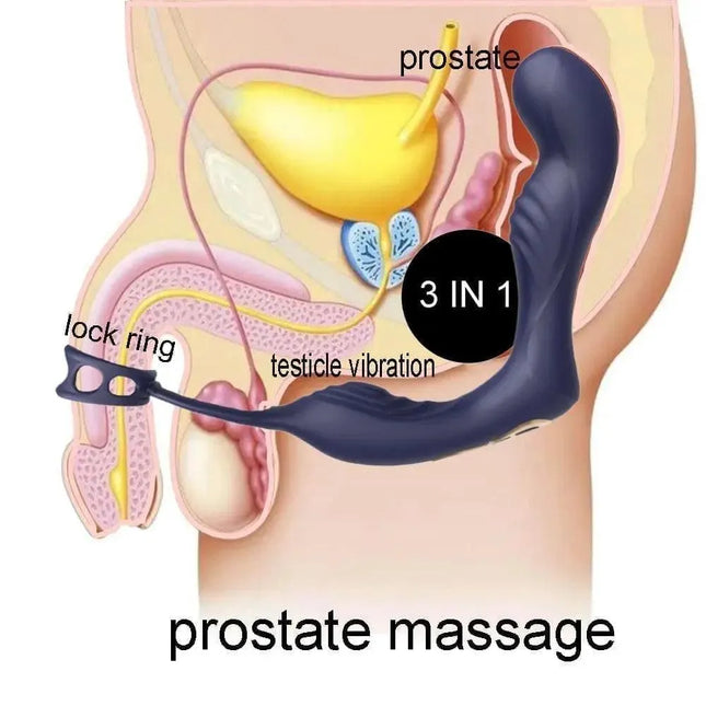 Vibrating Prostate Massage With Double Penis Ring