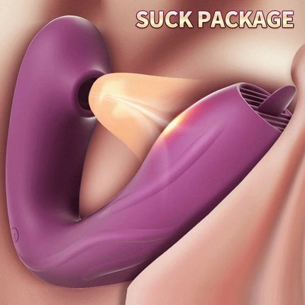 10 Speeds Tongue Licking Heating Dildo Vibration Sucking Vibrators Clitoris Stimulation