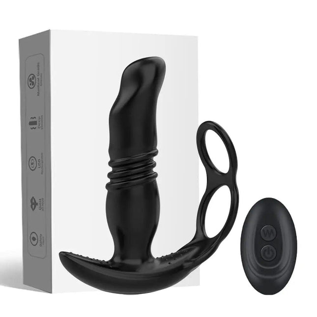 App Controls Telescopic Vibrating Anal Plug With Ring For Men's Prostate Massage