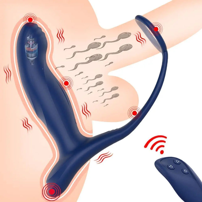 Male Prostate Massage Anal Plug Vibrator With Penis Ring