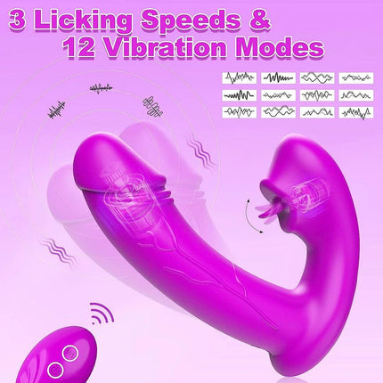 Remote Control 12 Powerful Vibration Wearable Clitoral G Spot Butterfly Vibrator Nipple Stimulator with Tongue