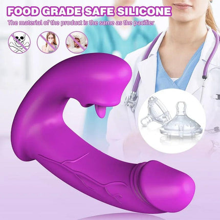 Remote Control 12 Powerful Vibration Wearable Clitoral G Spot Butterfly Vibrator Nipple Stimulator with Tongue