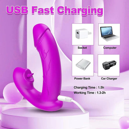 Remote Control 12 Powerful Vibration Wearable Clitoral G Spot Butterfly Vibrator Nipple Stimulator with Tongue