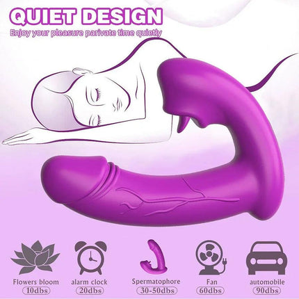 Remote Control 12 Powerful Vibration Wearable Clitoral G Spot Butterfly Vibrator Nipple Stimulator with Tongue