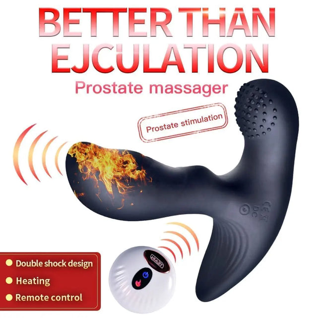 Wireless Remote Control Heating Double-vibration Prostate Massager