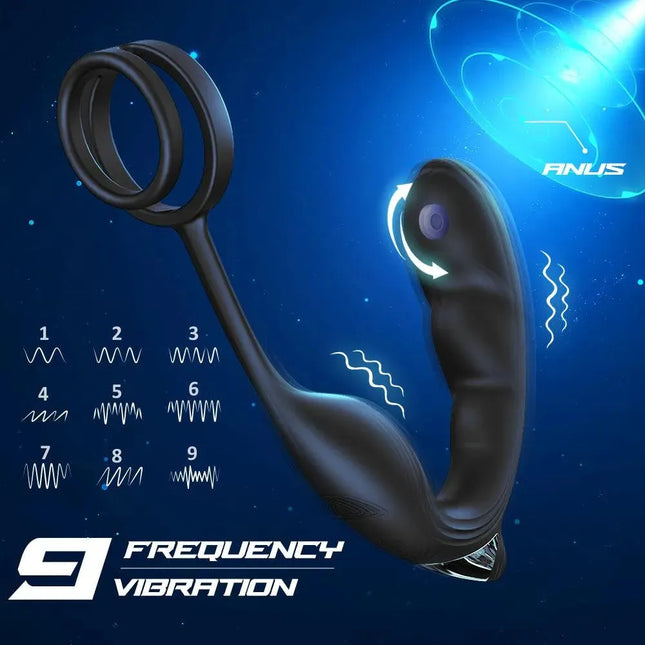 9 Speed Vibrating Prostate Massager Delayed Ejaculation Ring Anal Plug Vibrator With Remote Control