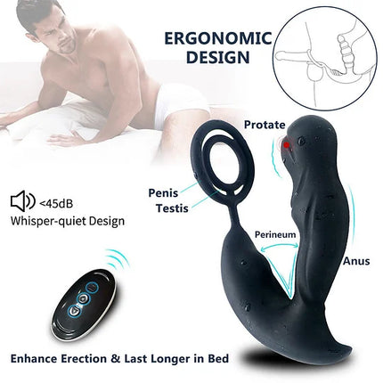 Wireless Remote Control Heating Vibration Prostate Massager With Penis Ring