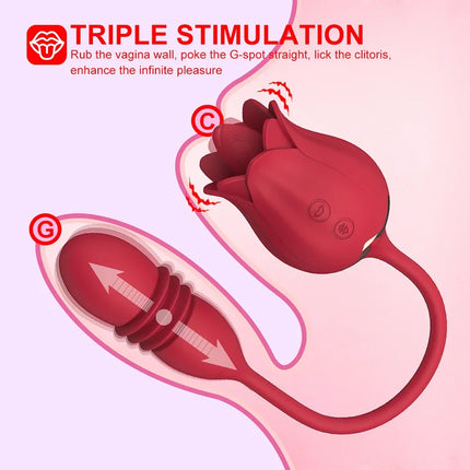 Rose Clitoris Stimulator with Tongue Licking and Thrusting