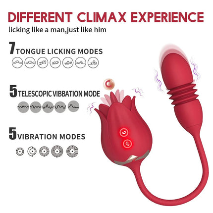 Rose Clitoris Stimulator with Tongue Licking and Thrusting