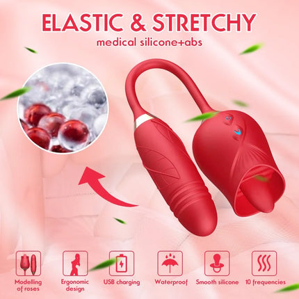 New Rose Tongue Toy With Dildo Pro