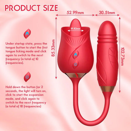 New Rose Tongue Toy With Dildo Pro