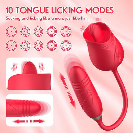 New Rose Tongue Toy With Dildo Pro