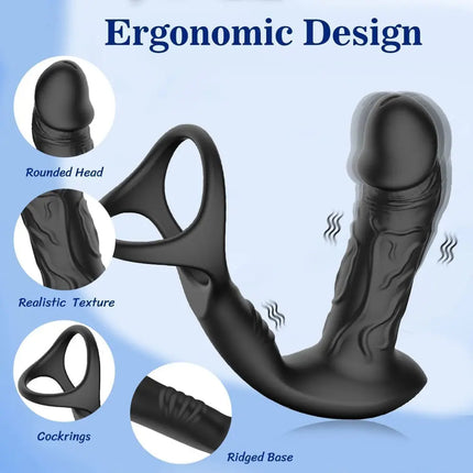 Wireless Remote Control Vubrating Prostate Massager & Cock Rings